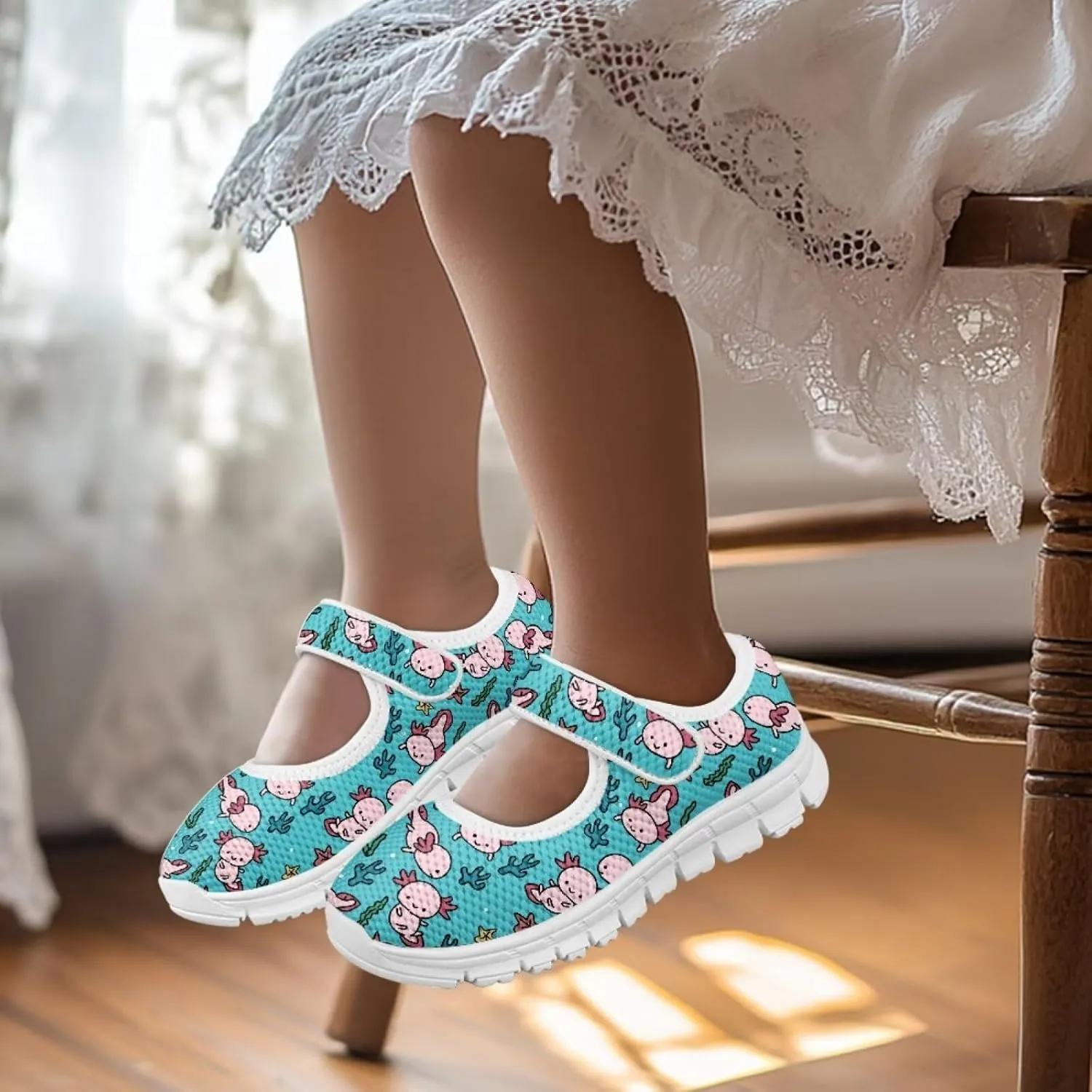 Binienty Girls Animal Mary Jane Sneakers Custaom Cute Slip On School Dress Up Flats Shoes