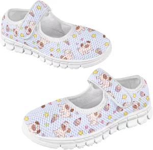 Binienty Girls Animal Mary Jane Sneakers Custaom Cute Slip On School Dress Up Flats Shoes