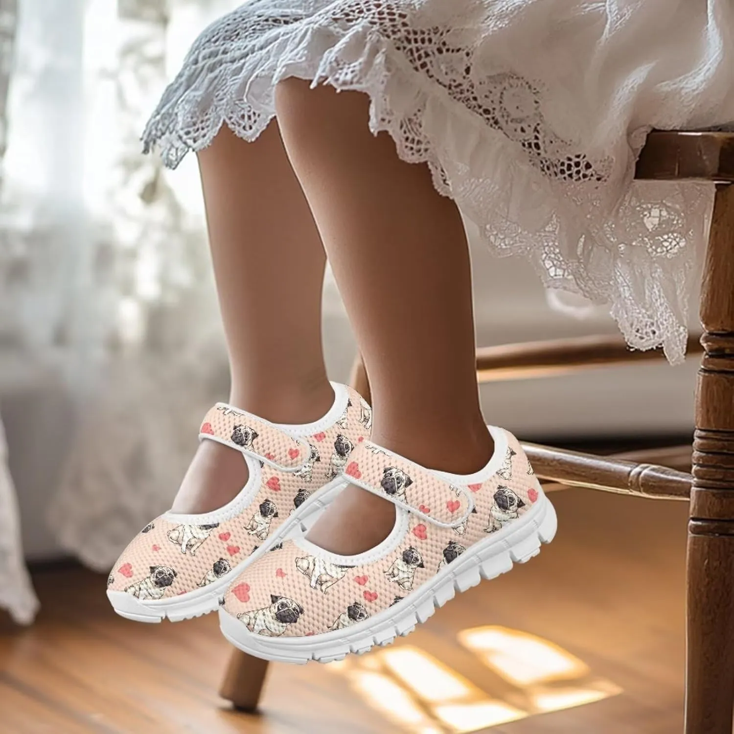 Binienty Girls Animal Mary Jane Sneakers Custaom Cute Slip On School Dress Up Flats Shoes