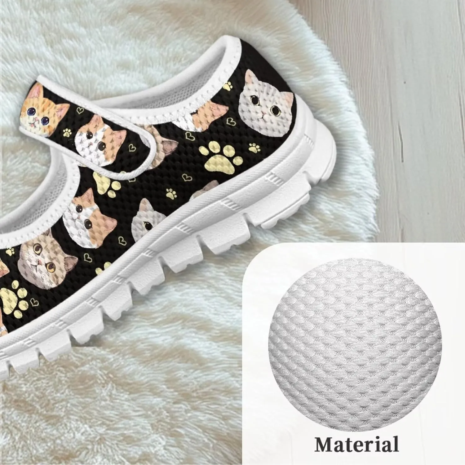 Binienty Girls Animal Mary Jane Sneakers Custaom Cute Slip On School Dress Up Flats Shoes