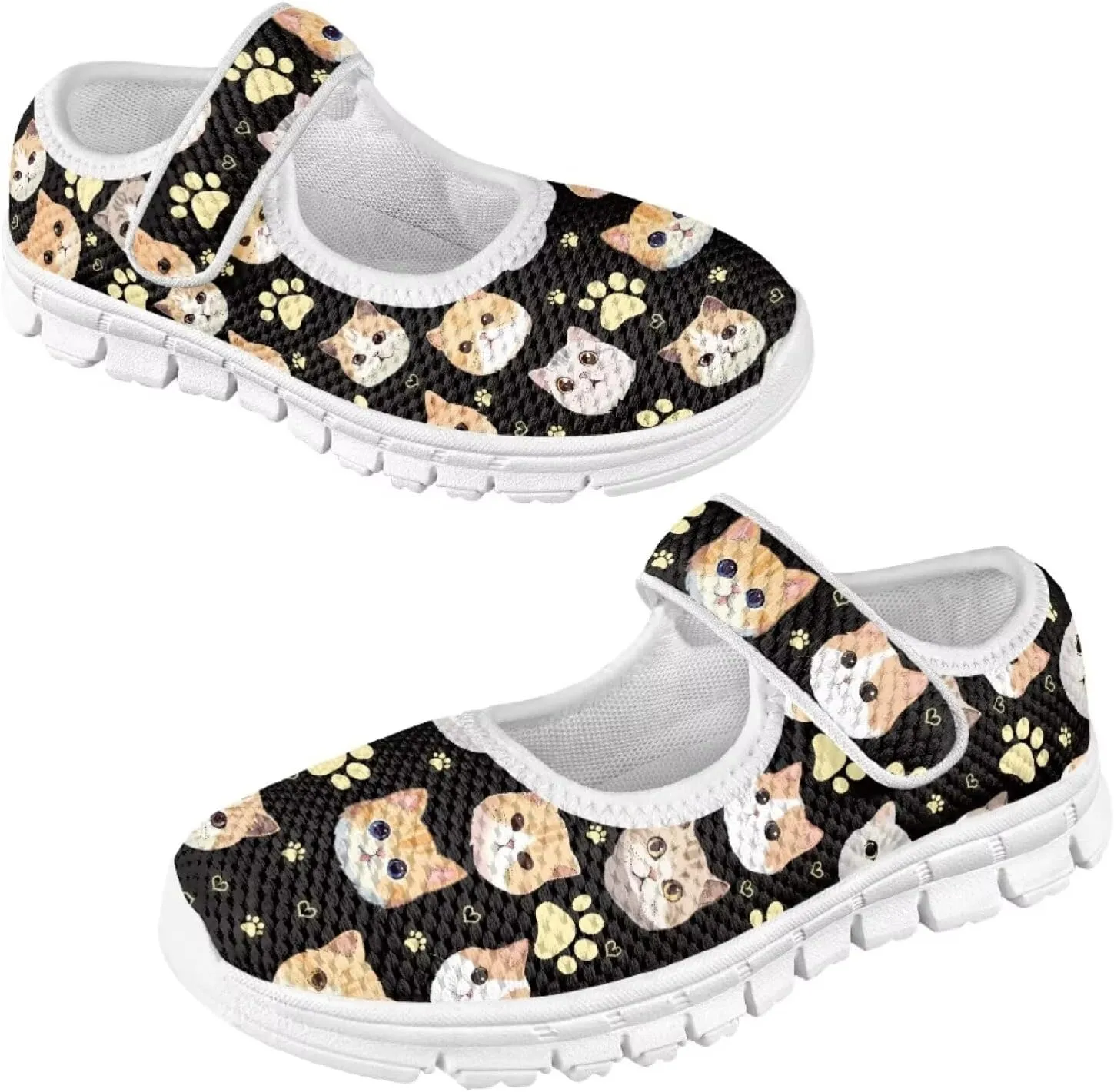 Binienty Girls Animal Mary Jane Sneakers Custaom Cute Slip On School Dress Up Flats Shoes
