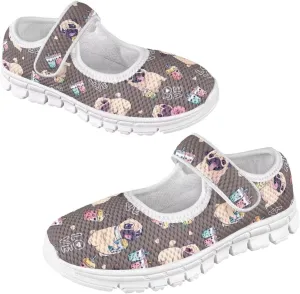 Binienty Girls Animal Mary Jane Sneakers Custaom Cute Slip On School Dress Up Flats Shoes