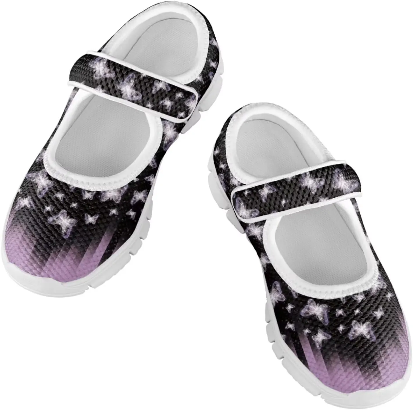Binienty Girls Mary Jane Sneaker Casual Mesh Flat Shoes Memory Foam Slip on School Dress Shoes