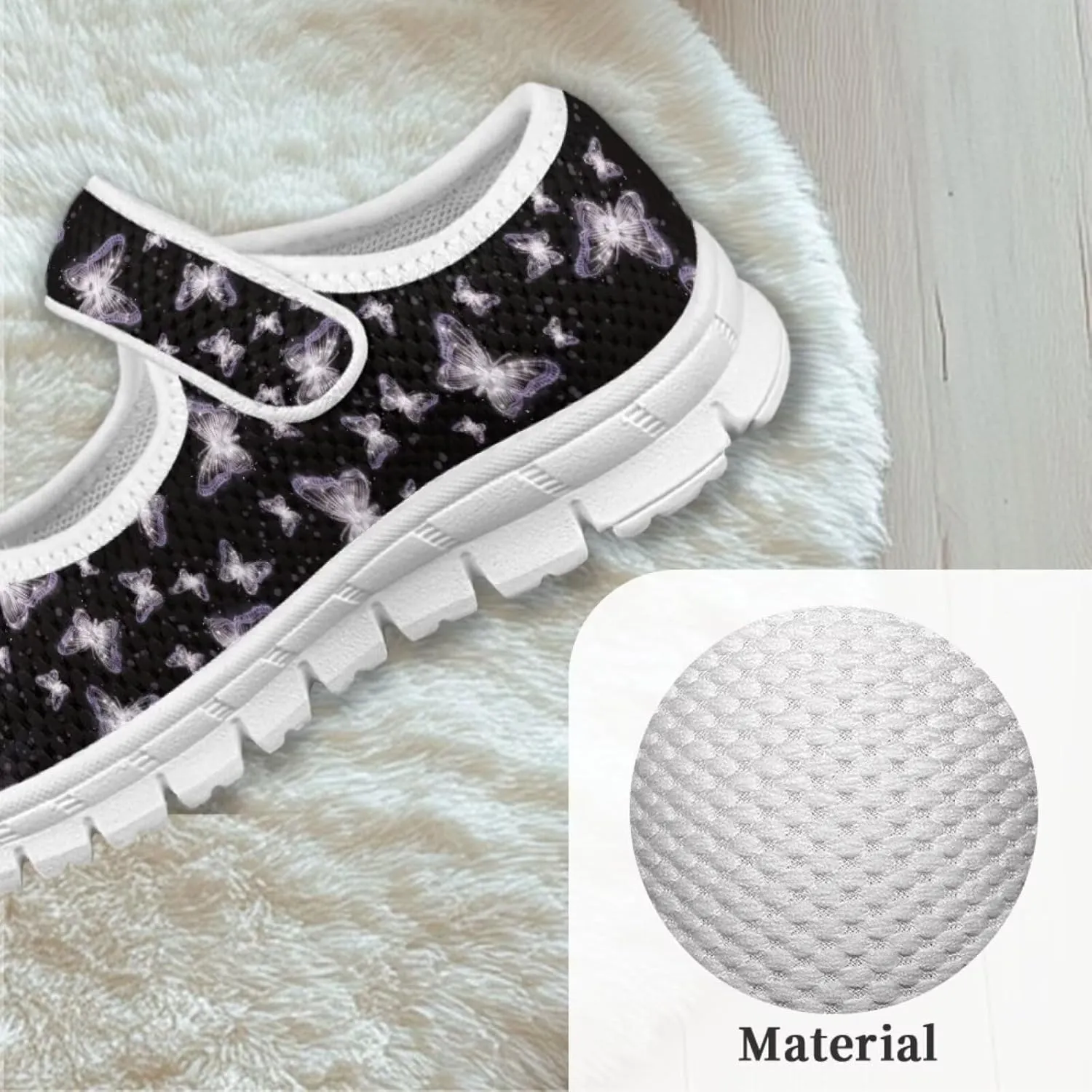 Binienty Girls Mary Jane Sneaker Casual Mesh Flat Shoes Memory Foam Slip on School Dress Shoes