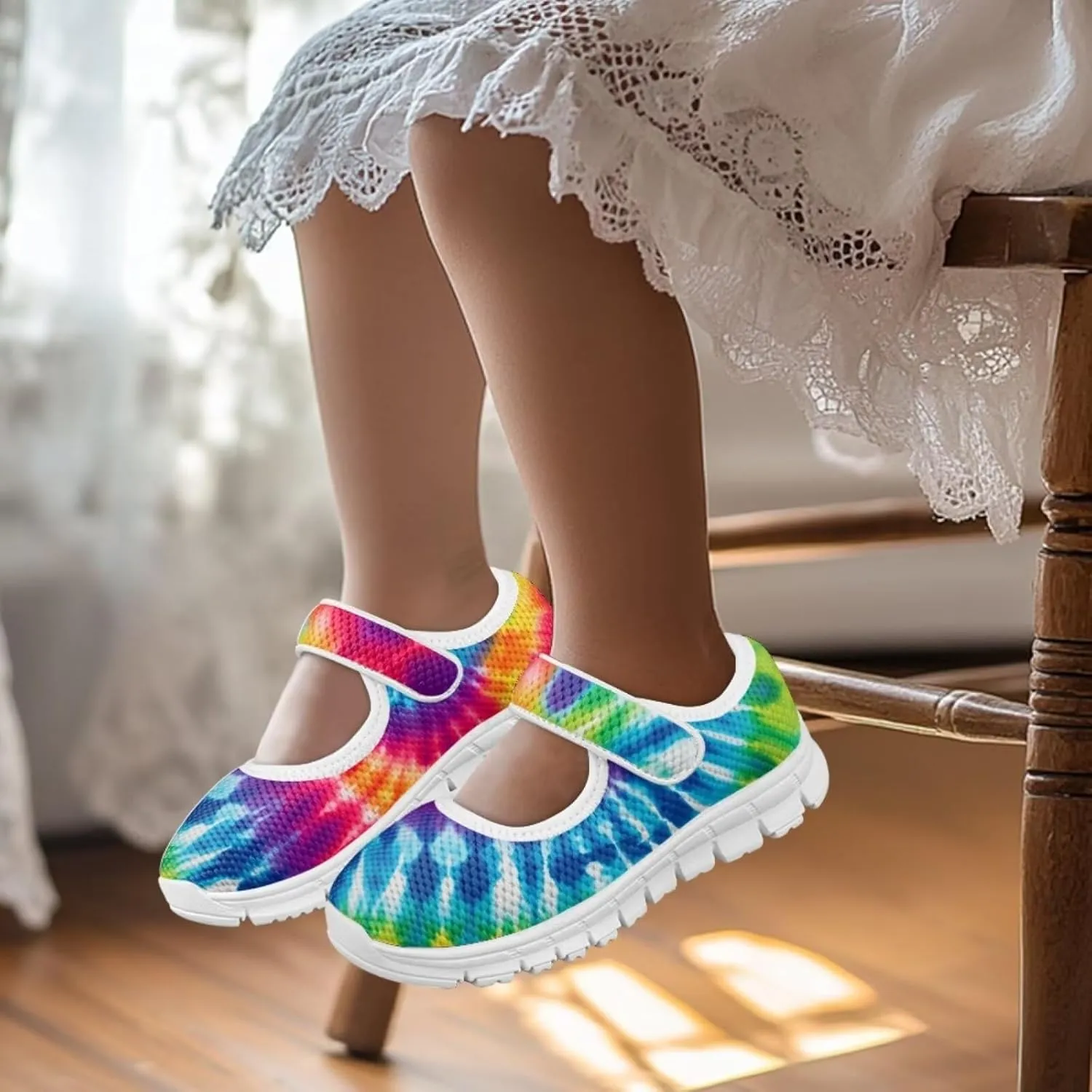 Binienty Girl's Mary Jane Sneakers Casual Mesh School Uniform Shoes Cozy Slip On Dancing Ballet Flats