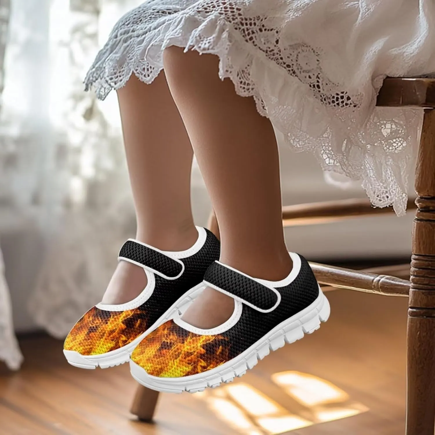 Binienty Girl's Mary Jane Sneakers Casual Mesh School Uniform Shoes Cozy Slip On Dancing Ballet Flats