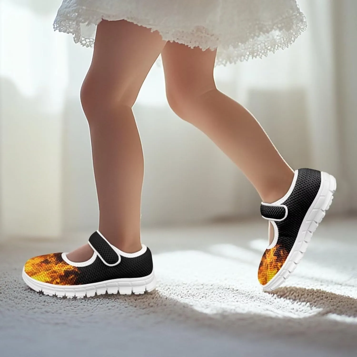 Binienty Girl's Mary Jane Sneakers Casual Mesh School Uniform Shoes Cozy Slip On Dancing Ballet Flats