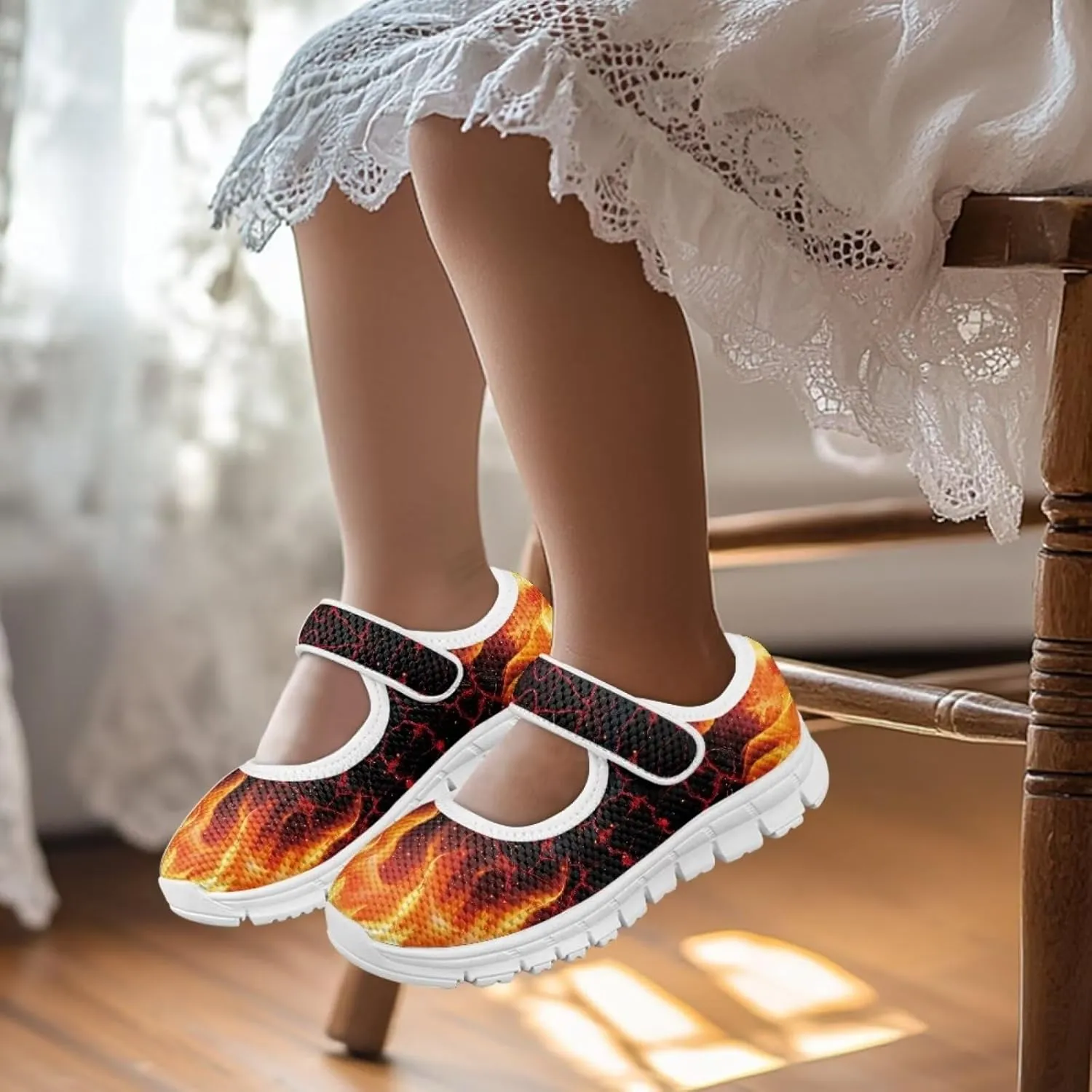 Binienty Girl's Mary Jane Sneakers Casual Mesh School Uniform Shoes Cozy Slip On Dancing Ballet Flats