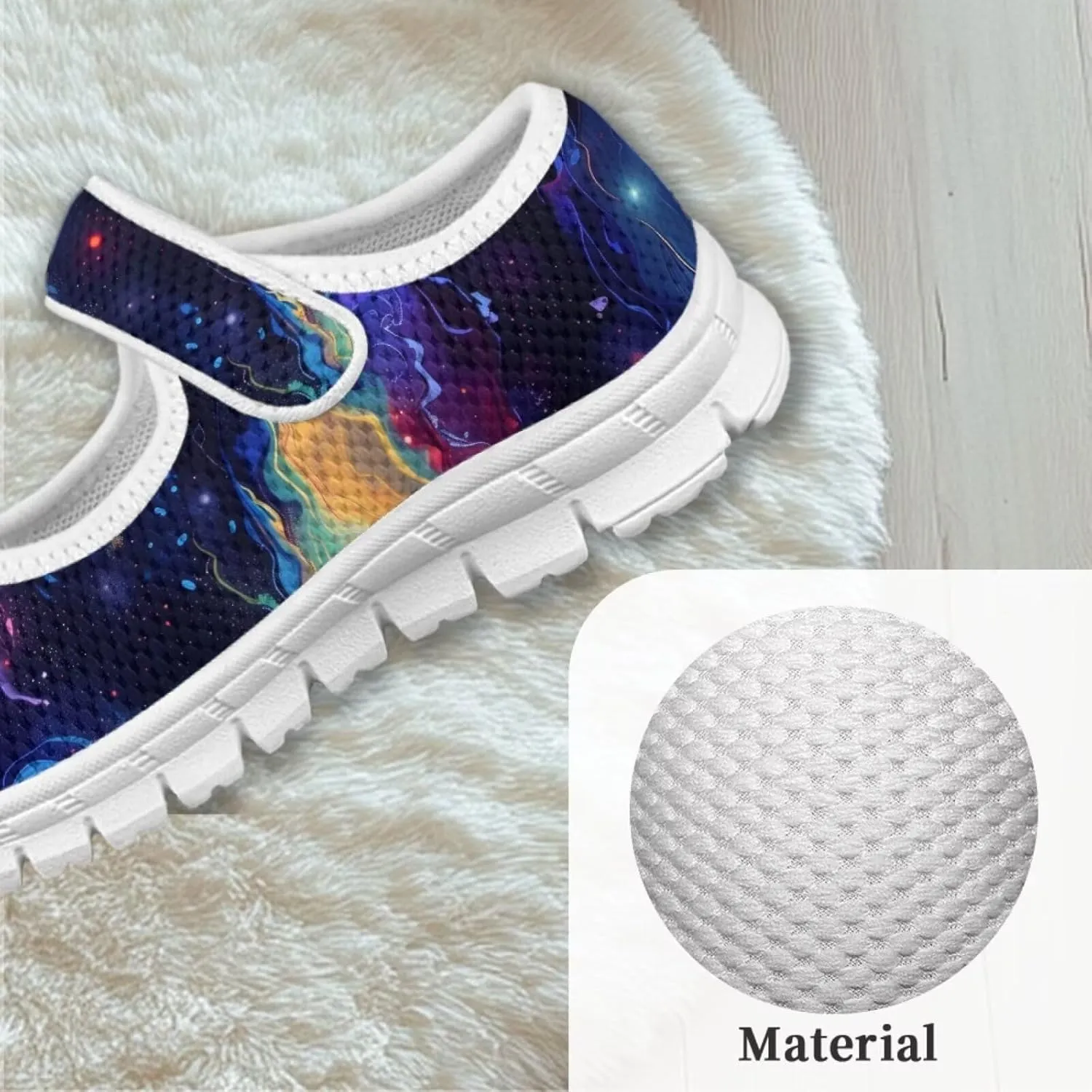 Binienty Girl's Mary Jane Sneakers Casual Mesh School Uniform Shoes Cozy Slip On Dancing Ballet Flats