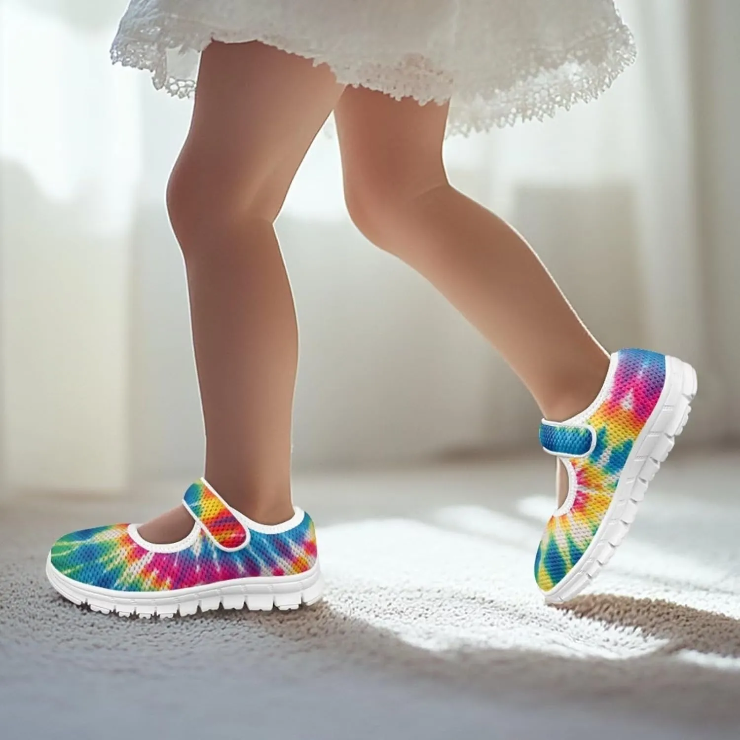 Binienty Girl's Mary Jane Sneakers Casual Mesh School Uniform Shoes Cozy Slip On Dancing Ballet Flats