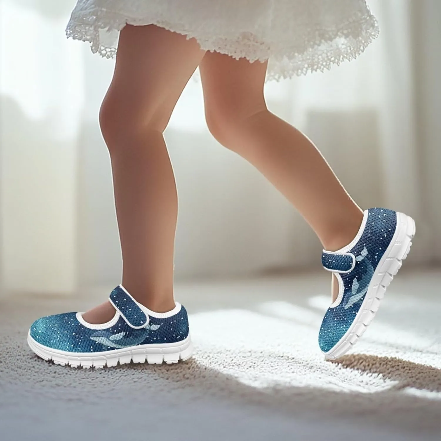 Binienty Girl's Mary Jane Sneakers Casual Mesh School Uniform Shoes Cozy Slip On Dancing Ballet Flats