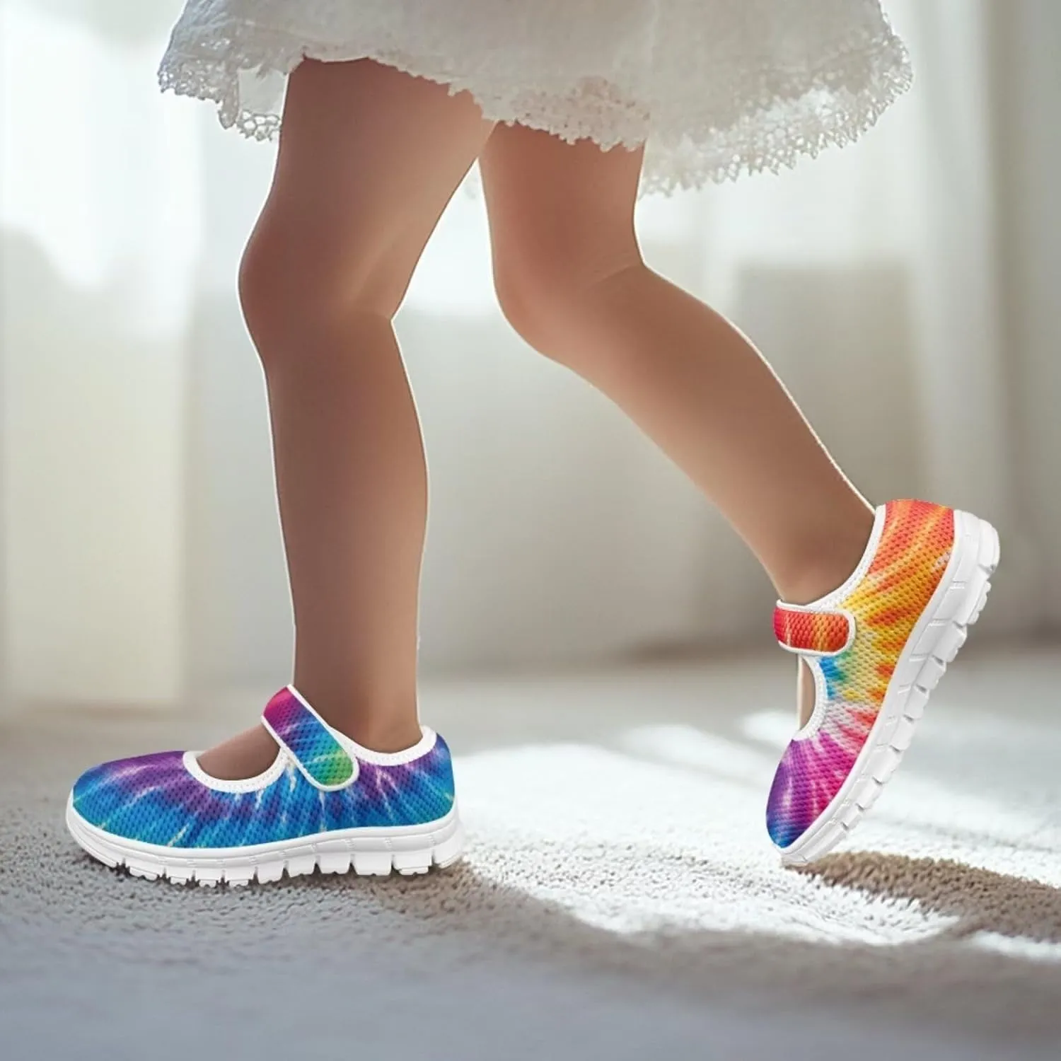 Binienty Girl's Mary Jane Sneakers Casual Mesh School Uniform Shoes Cozy Slip On Dancing Ballet Flats