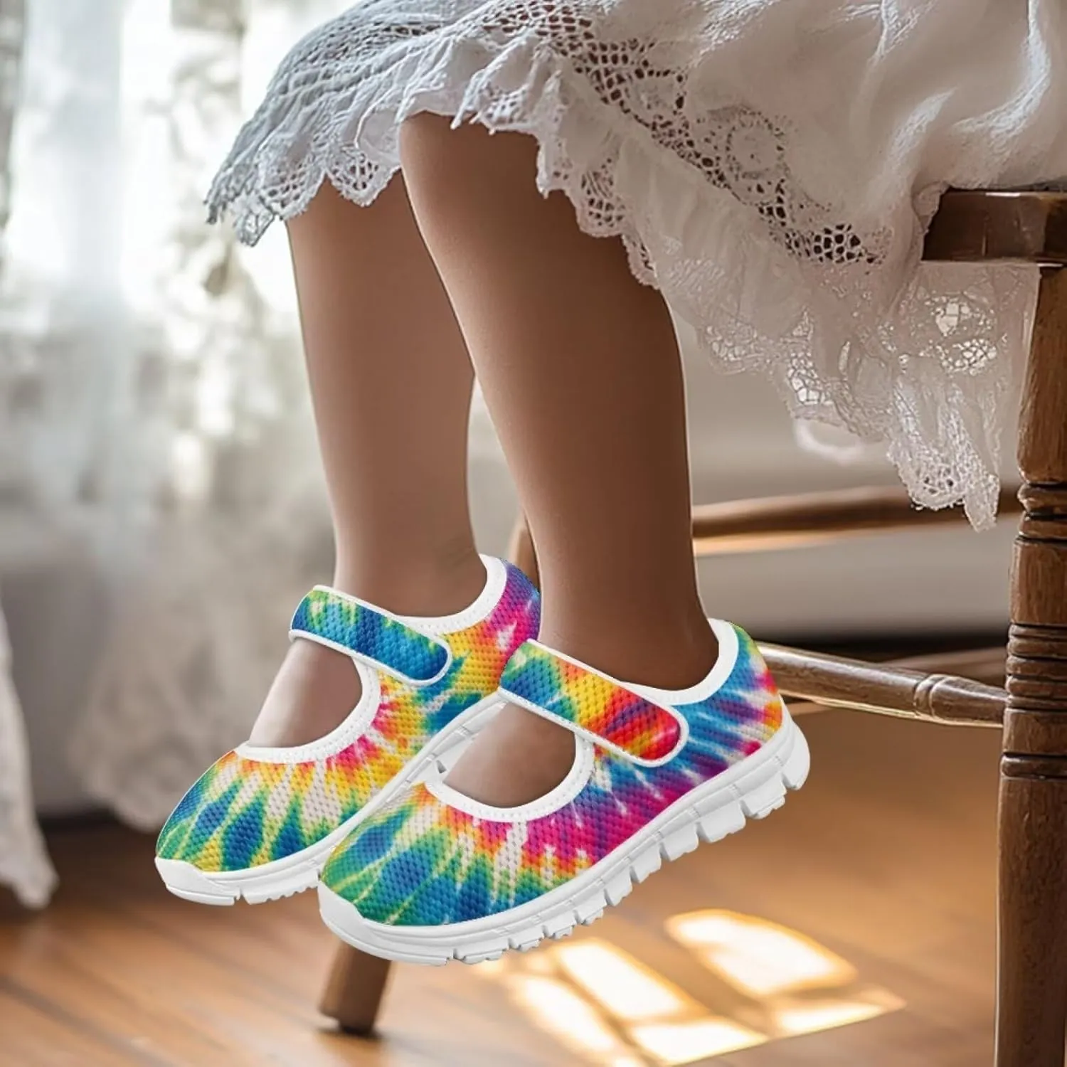 Binienty Girl's Mary Jane Sneakers Casual Mesh School Uniform Shoes Cozy Slip On Dancing Ballet Flats