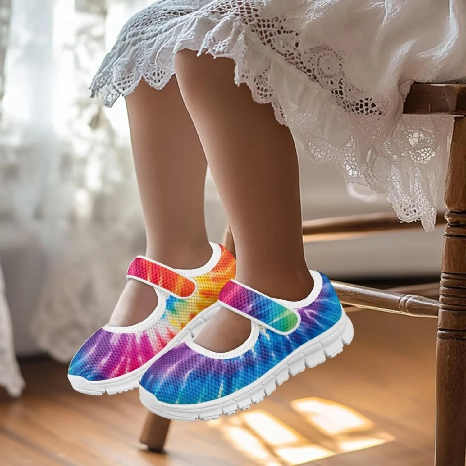 Binienty Girl's Mary Jane Sneakers Casual Mesh School Uniform Shoes Cozy Slip On Dancing Ballet Flats