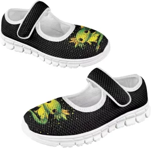 Binienty Girls School Uniform Shoes Mesh Mary Jane Dress Flats Slip on Casual Sneakers