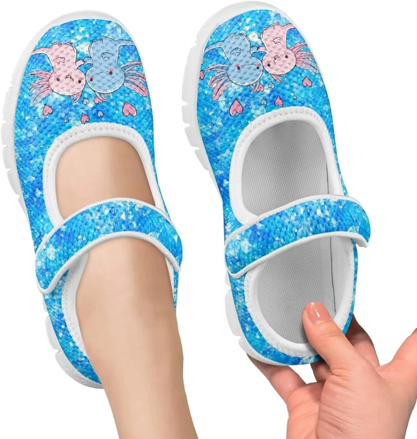 Binienty Girls School Uniform Shoes Mesh Mary Jane Dress Flats Slip on Casual Sneakers