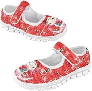 Binienty Girls School Uniform Shoes Mesh Mary Jane Dress Flats Slip on Casual Sneakers