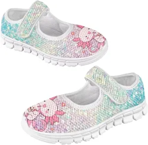 Binienty Girls School Uniform Shoes Mesh Mary Jane Dress Flats Slip on Casual Sneakers