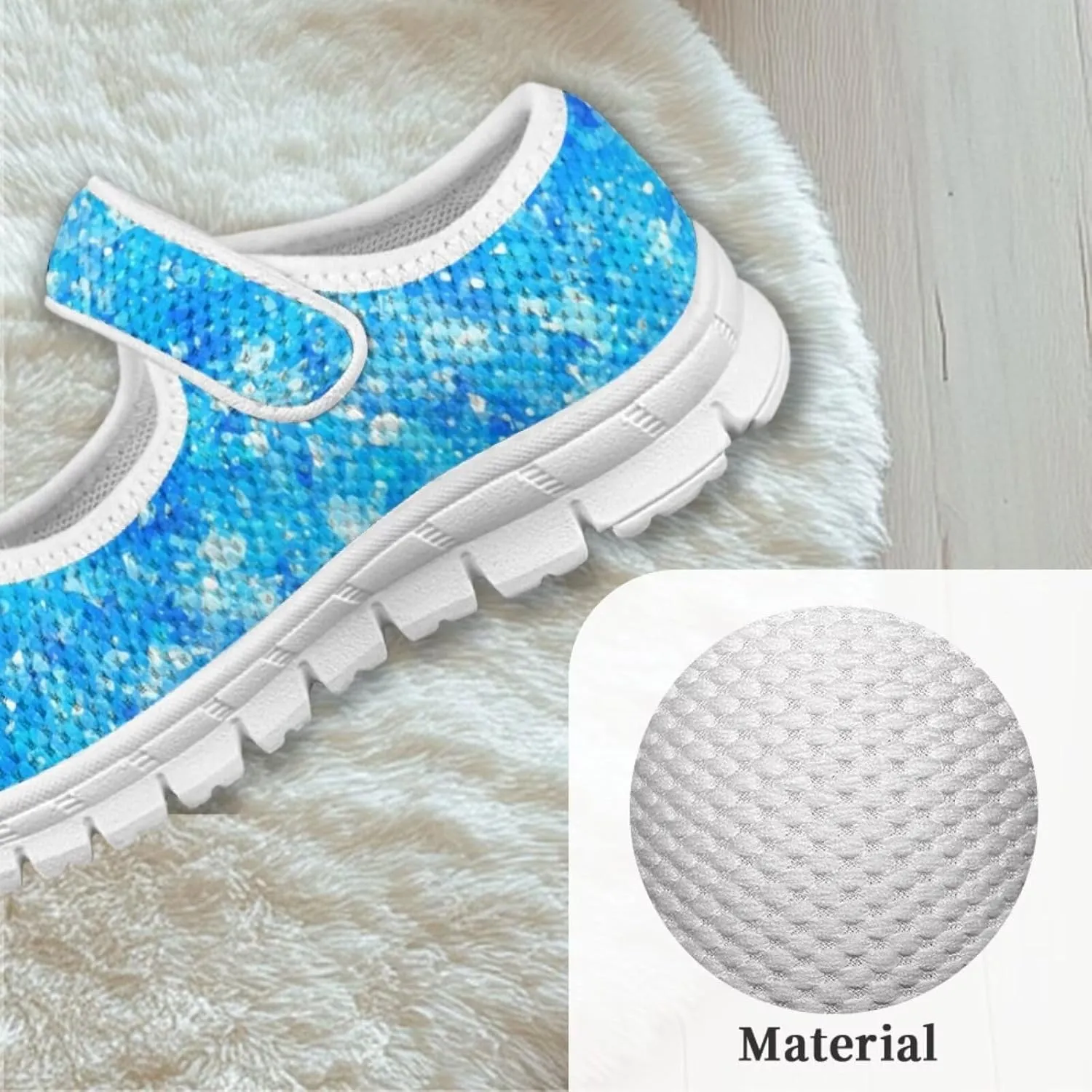 Binienty Girls School Uniform Shoes Mesh Mary Jane Dress Flats Slip on Casual Sneakers
