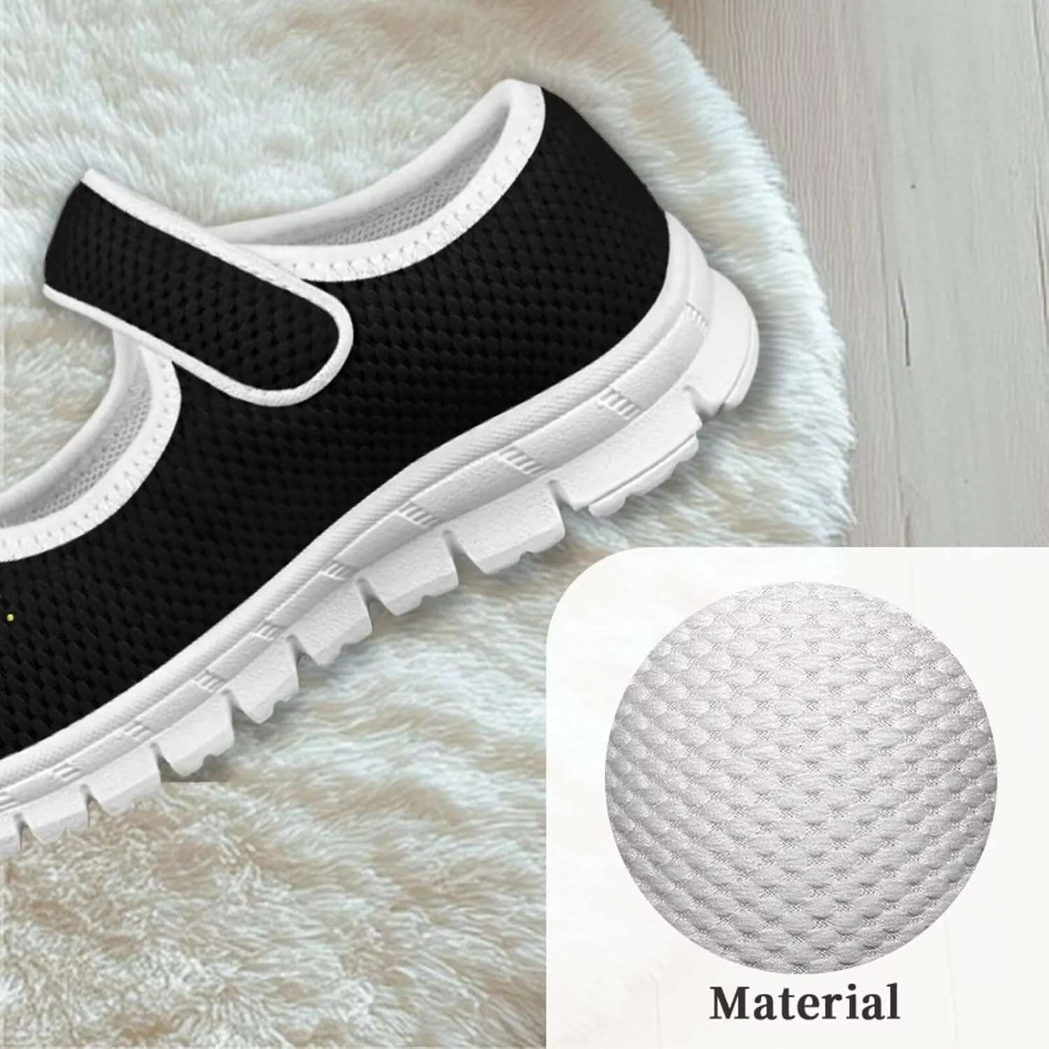 Binienty Girls School Uniform Shoes Mesh Mary Jane Dress Flats Slip on Casual Sneakers
