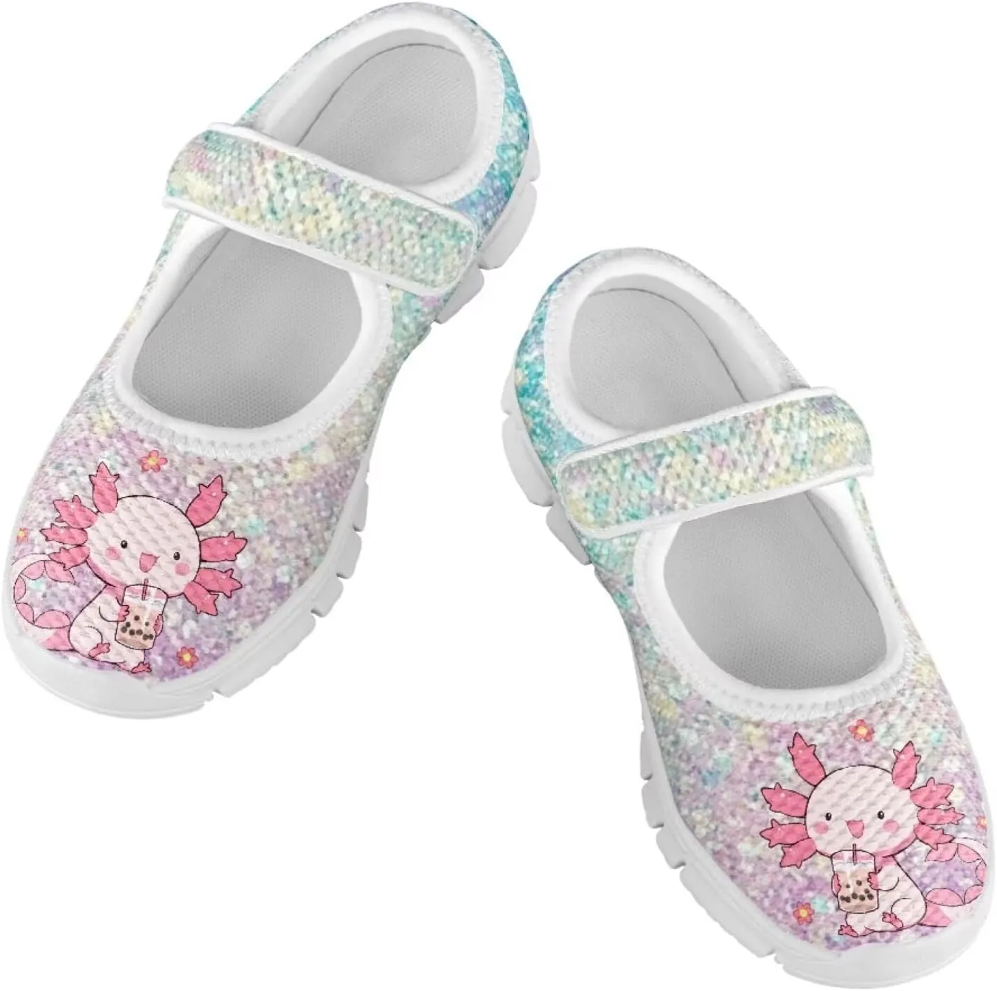 Binienty Girls School Uniform Shoes Mesh Mary Jane Dress Flats Slip on Casual Sneakers