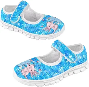 Binienty Girls School Uniform Shoes Mesh Mary Jane Dress Flats Slip on Casual Sneakers