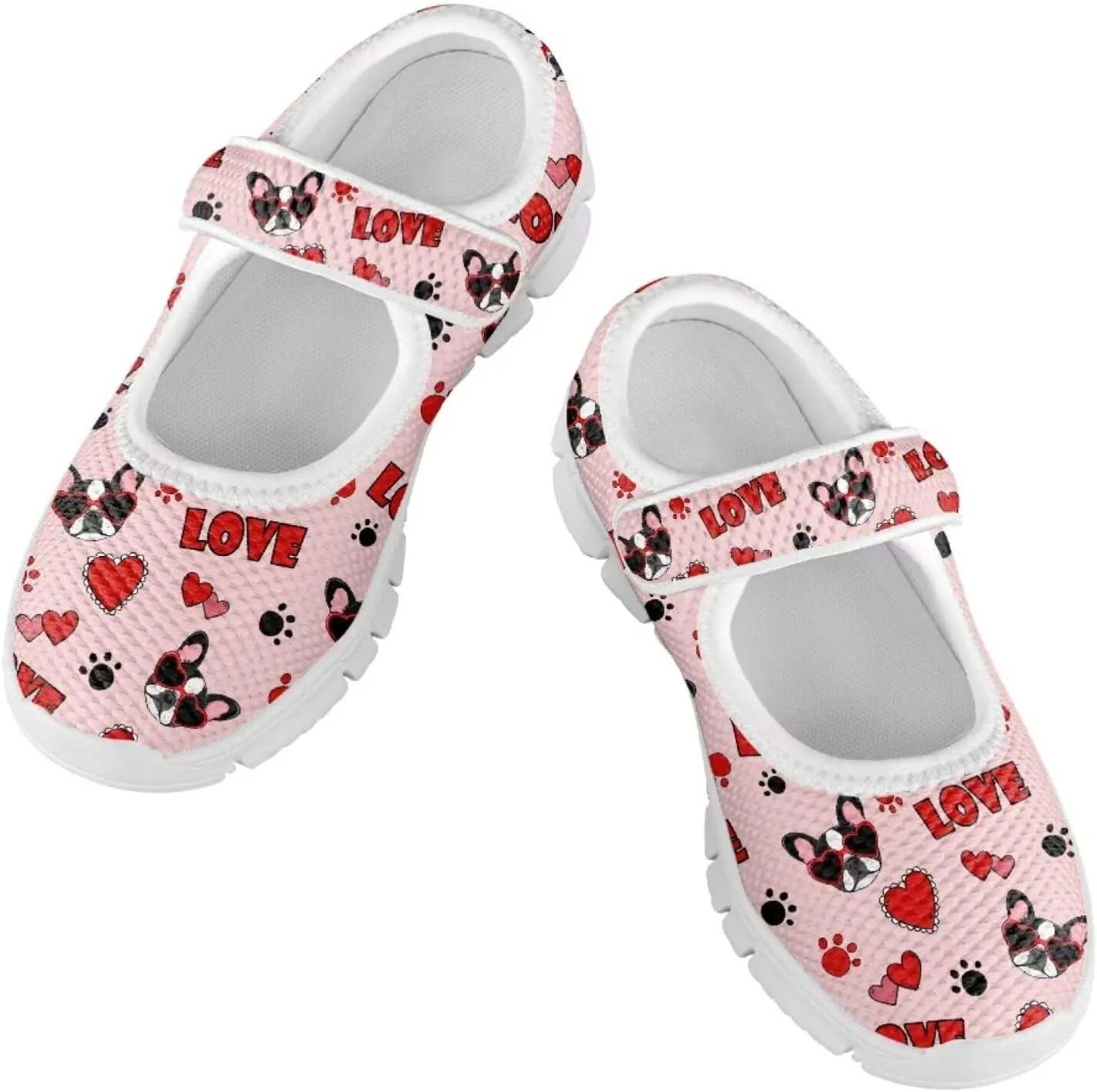 Binienty Kids Girls Mesh Mary Jane Sneakers Athletic Running Tennis Sport Shoes