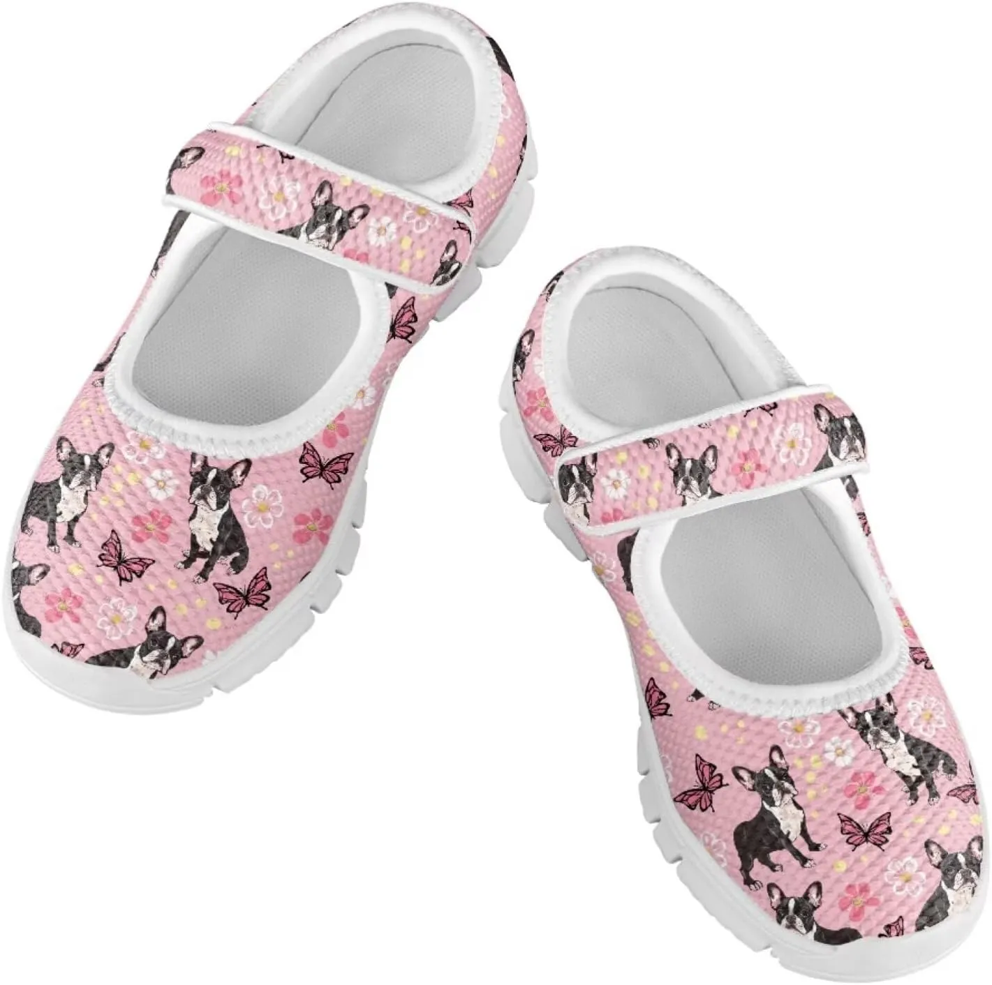 Binienty Kids Girls Mesh Mary Jane Sneakers Athletic Running Tennis Sport Shoes
