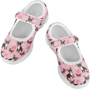 Binienty Kids Girls Mesh Mary Jane Sneakers Athletic Running Tennis Sport Shoes