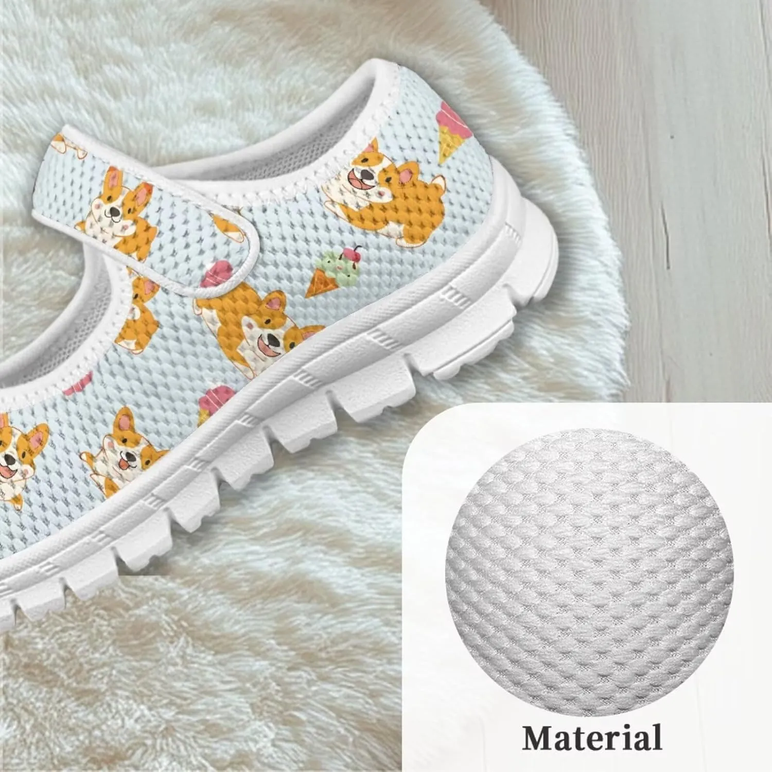 Binienty Kids Girls Mesh Mary Jane Sneakers Athletic Running Tennis Sport Shoes