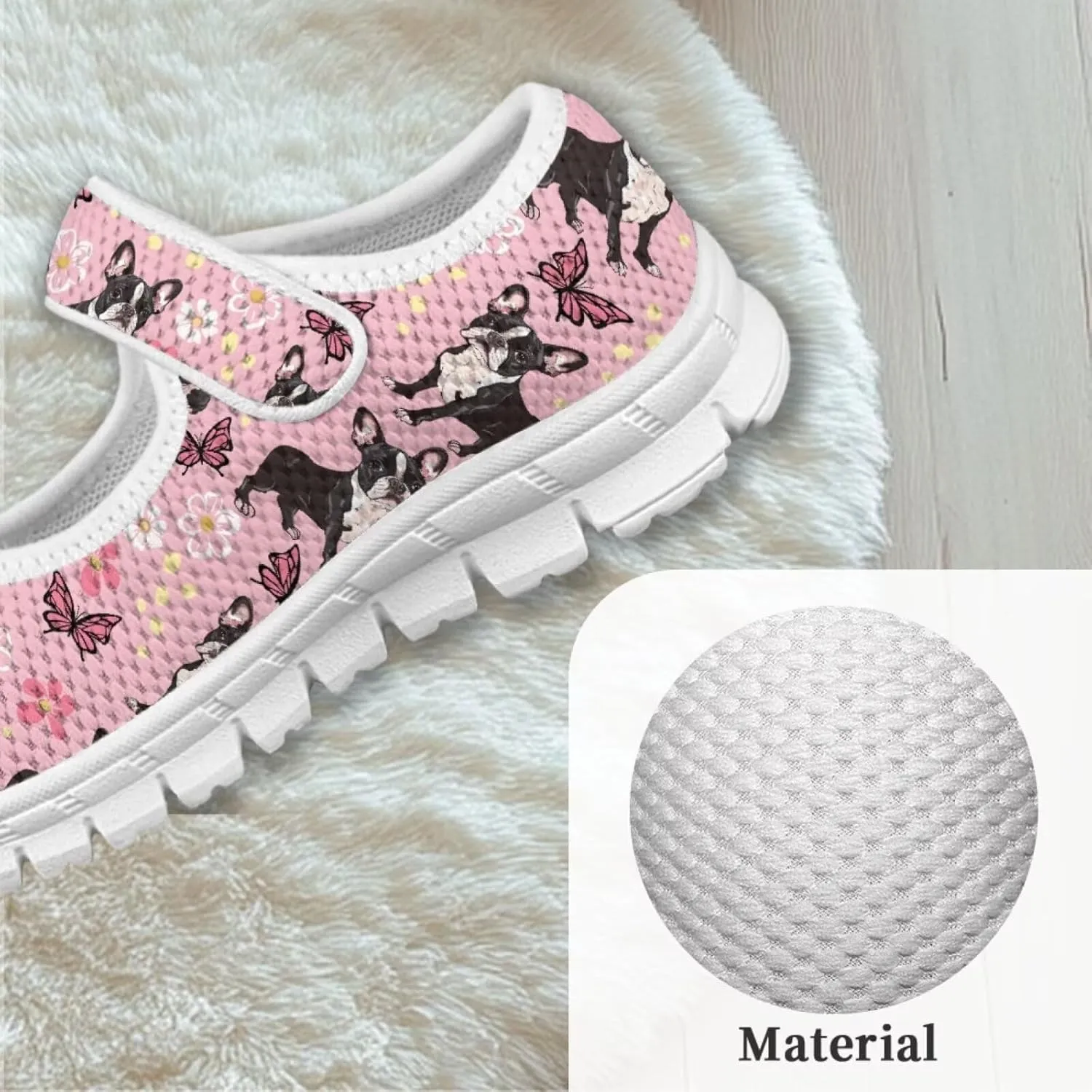 Binienty Kids Girls Mesh Mary Jane Sneakers Athletic Running Tennis Sport Shoes