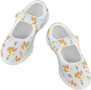 Binienty Kids Girls Mesh Mary Jane Sneakers Athletic Running Tennis Sport Shoes