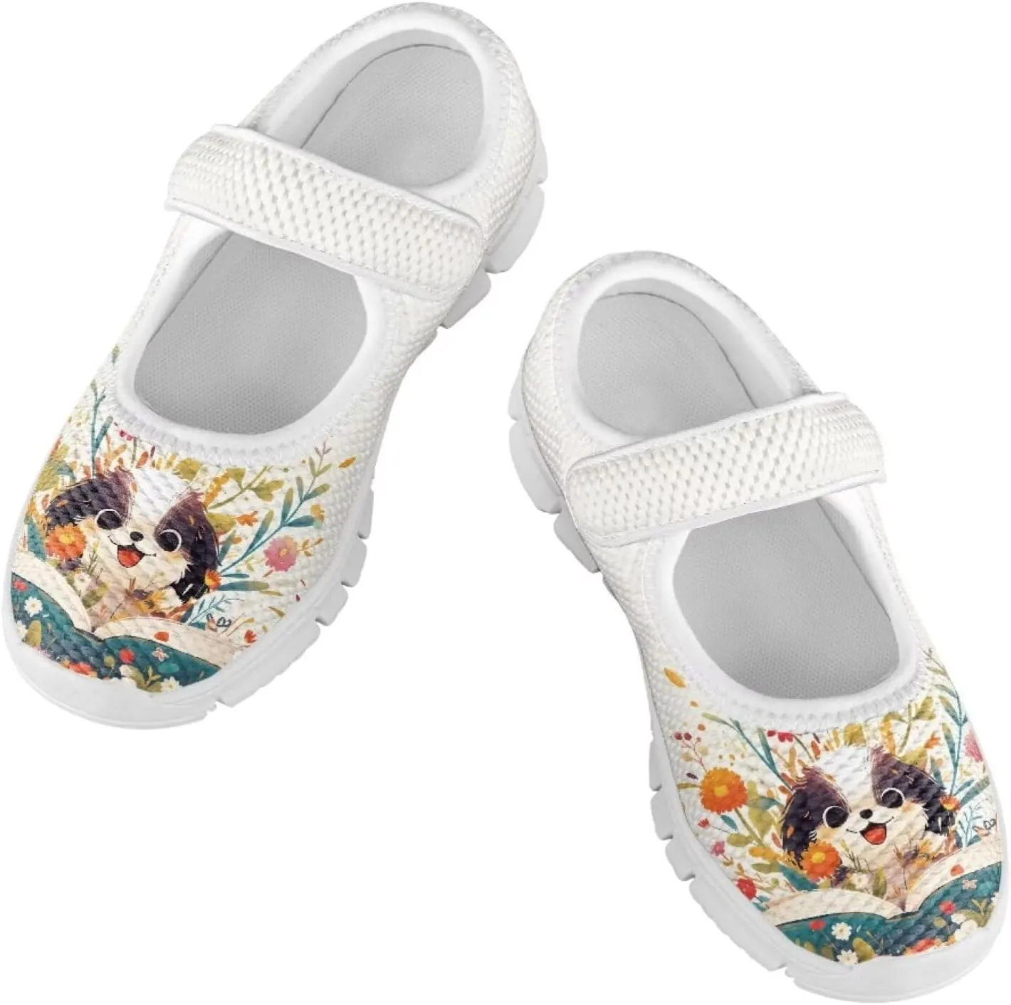 Binienty Kids Girls Mesh Mary Jane Sneakers Athletic Running Tennis Sport Shoes
