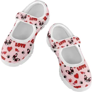 Binienty Kids Girls Mesh Mary Jane Sneakers Athletic Running Tennis Sport Shoes