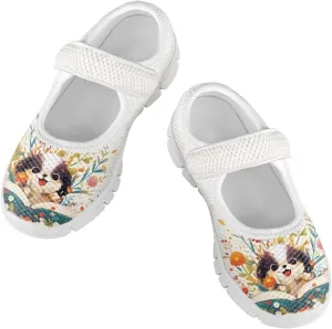 Binienty Kids Girls Mesh Mary Jane Sneakers Athletic Running Tennis Sport Shoes