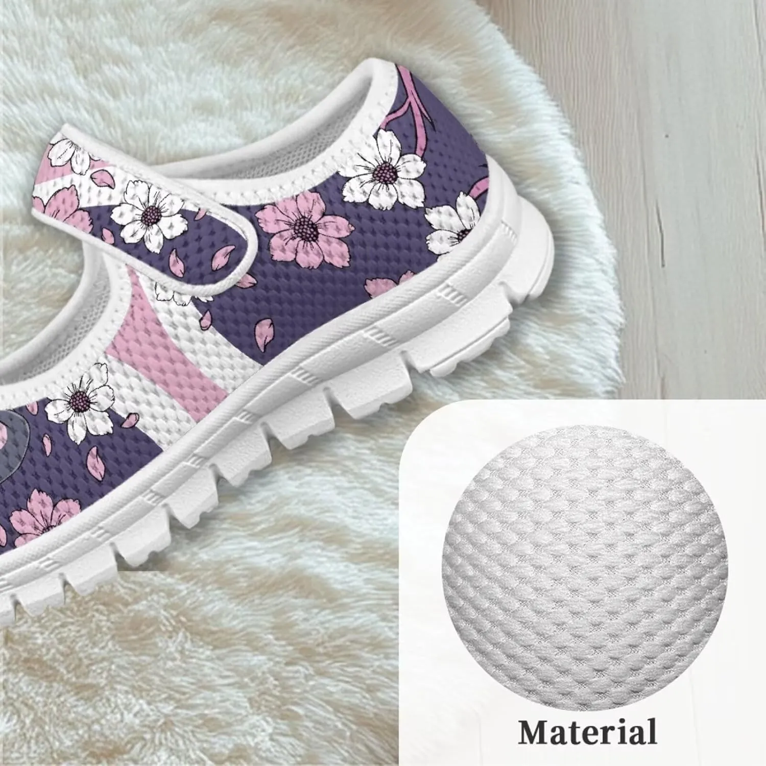 Binienty Kids Girls Mesh Mary Jane Sneakers Athletic Running Tennis Sport Shoes