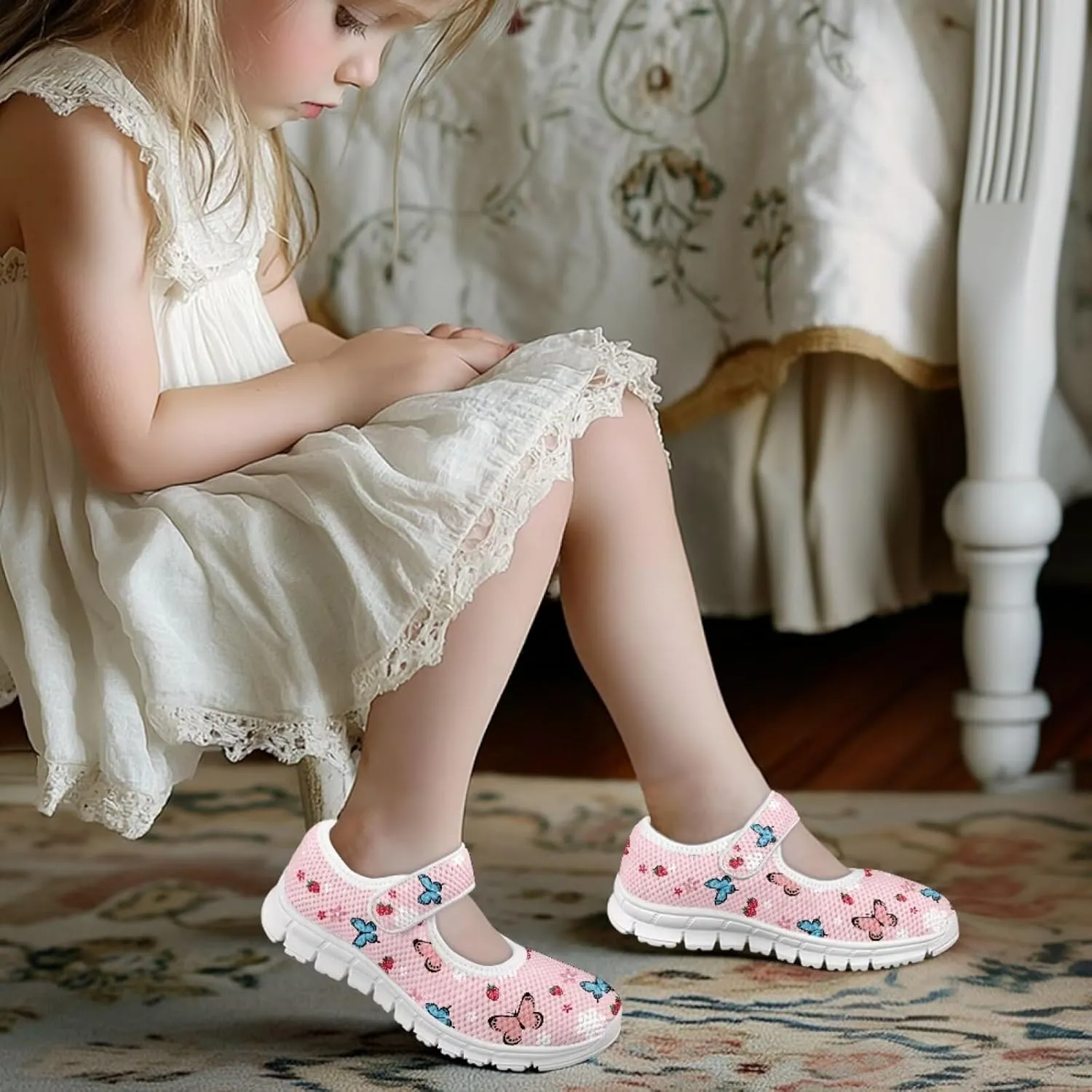 Binienty Kids Mary Jane Flat Sneakers Casual School Uniform Dress Shoes Little/Big Girls