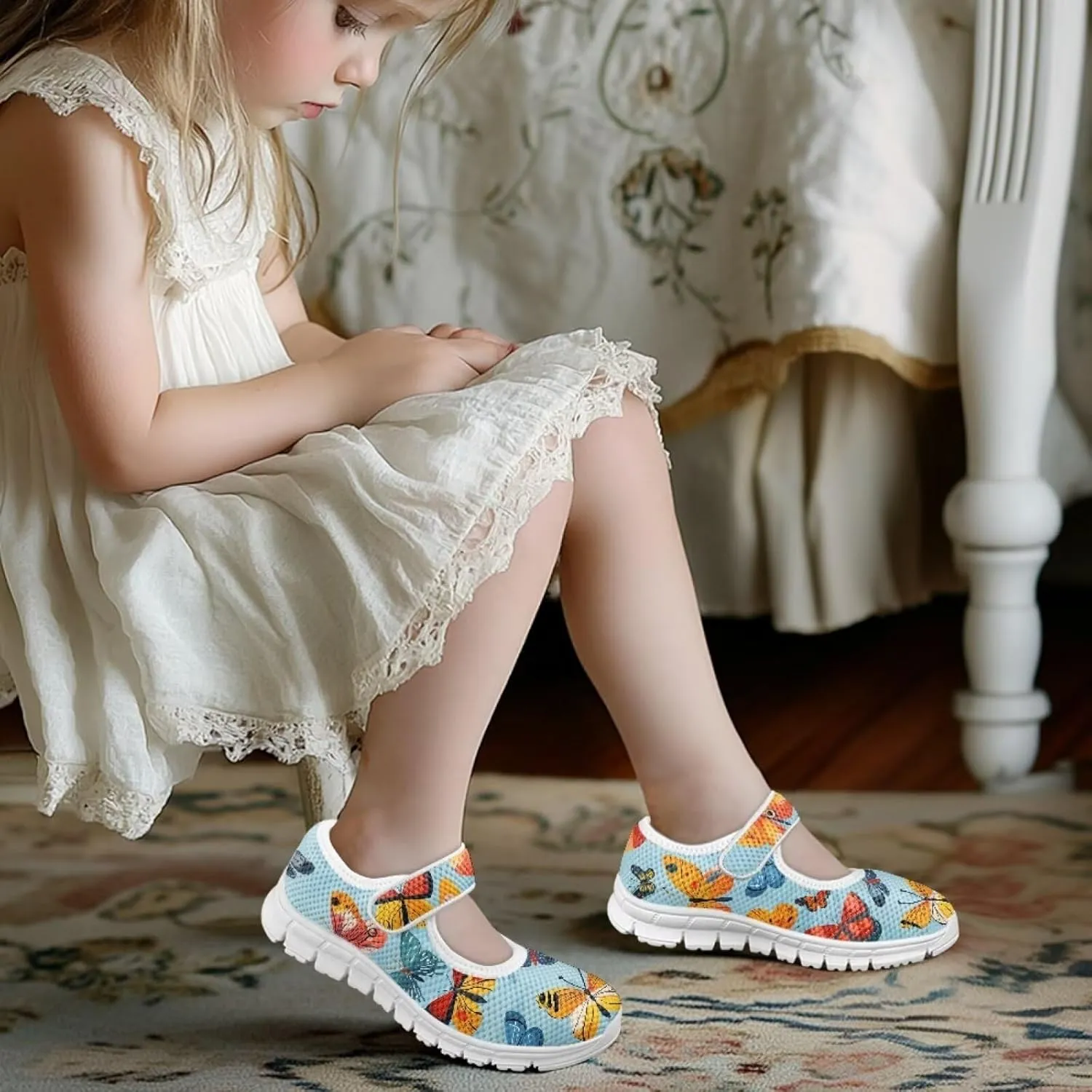 Binienty Kids Mary Jane Flat Sneakers Casual School Uniform Dress Shoes Little/Big Girls