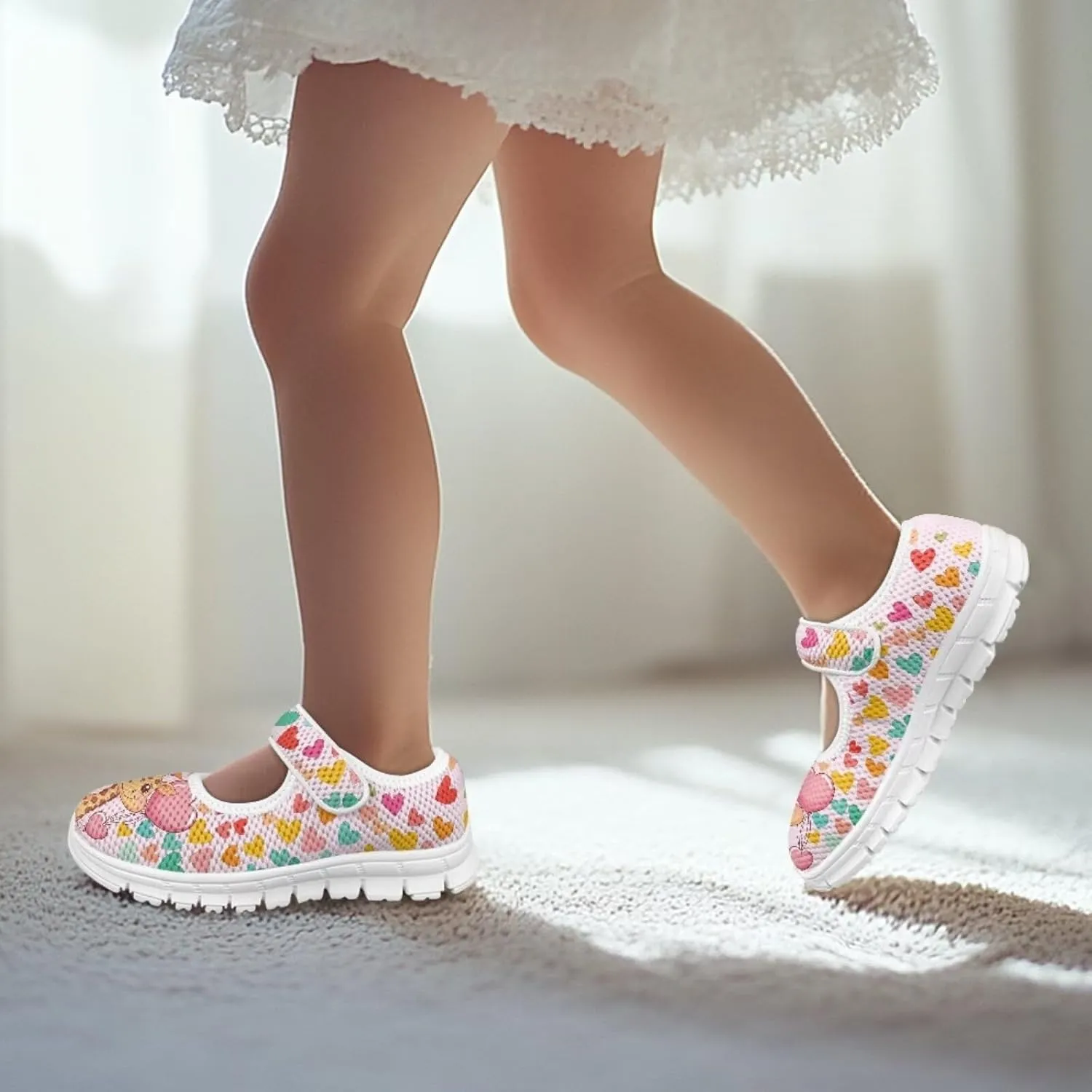 Binienty Little Girl Mary Jane Shoes Mesh Sneaker Princess Dress Shoes Slip on School Flats