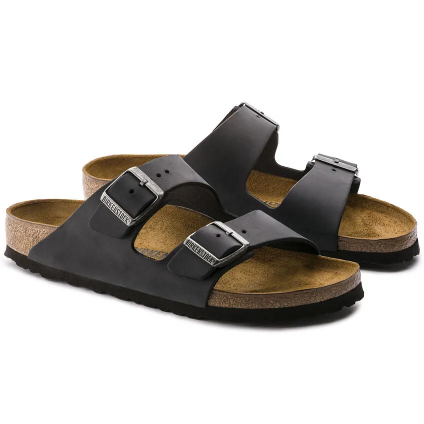 Birkenstock Arizona Waxy Leather Regular Footbed - Black 552111