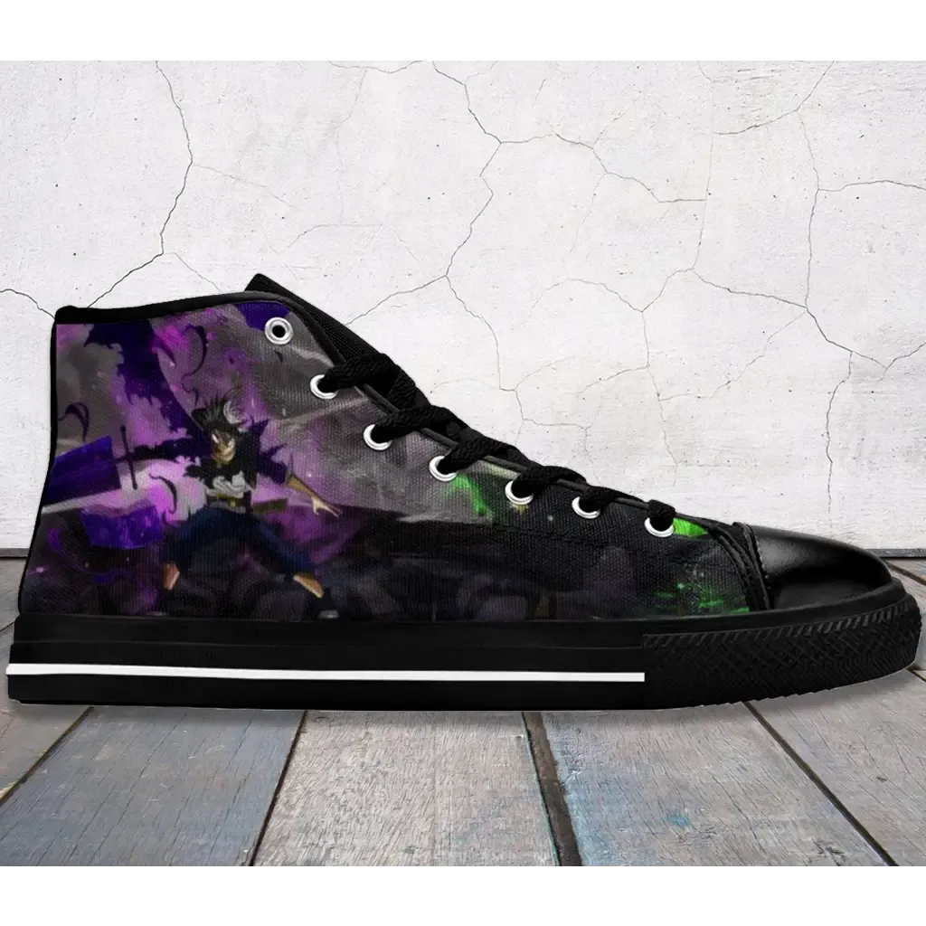 Black Clover Asta Devil Form, Yuno Elf Form Shoes High Top Sneakers for Kids and Adults