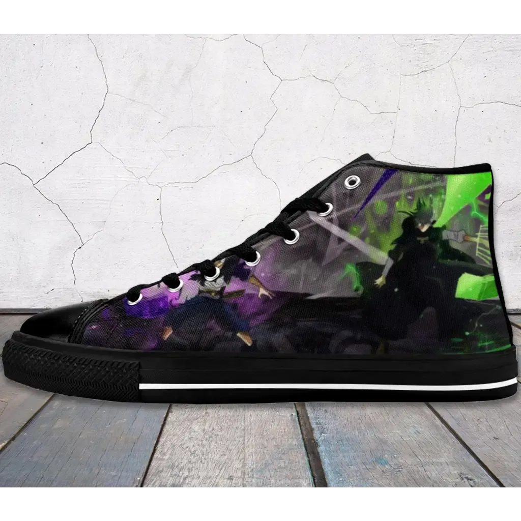 Black Clover Asta Devil Form, Yuno Elf Form Shoes High Top Sneakers for Kids and Adults