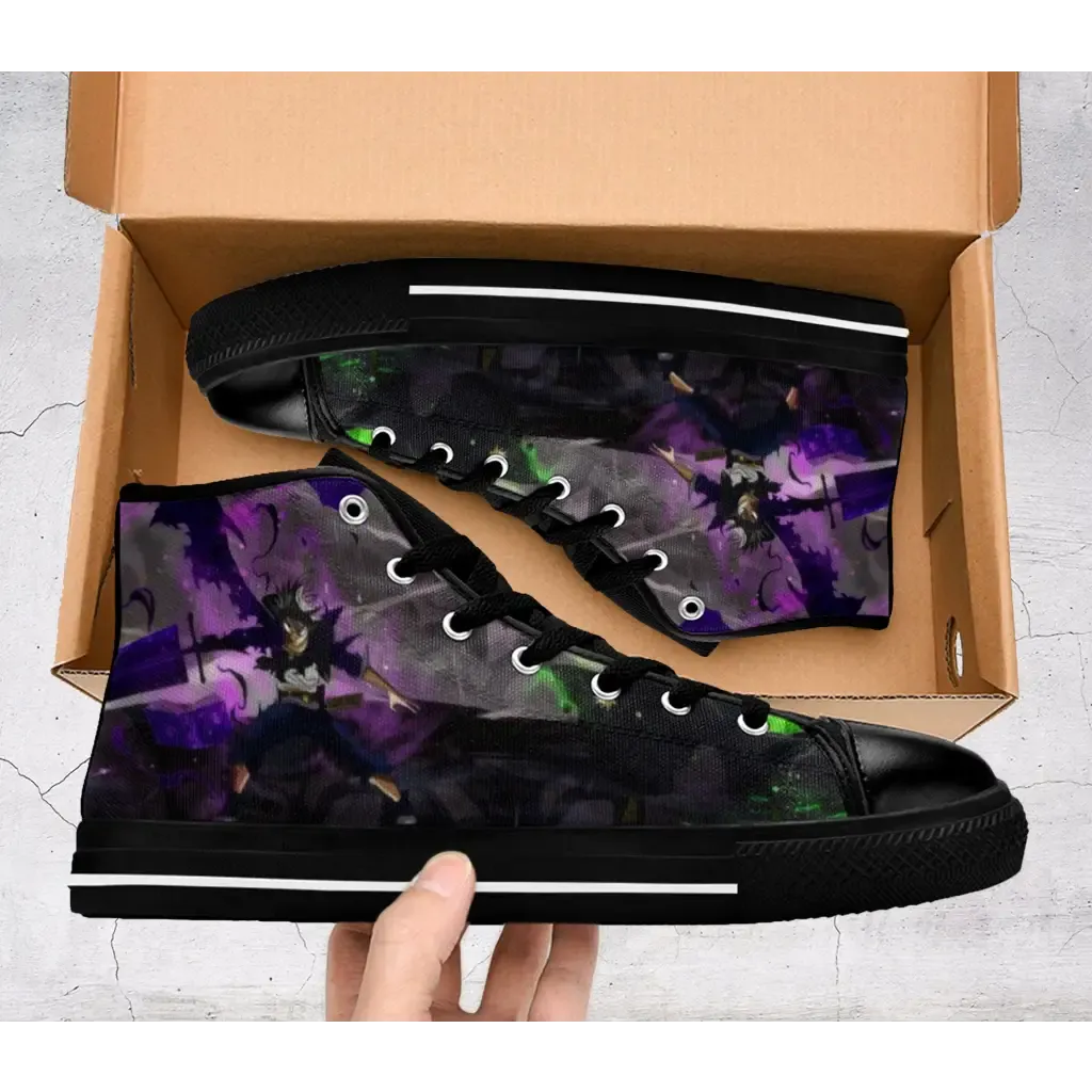 Black Clover Asta Devil Form, Yuno Elf Form Shoes High Top Sneakers for Kids and Adults