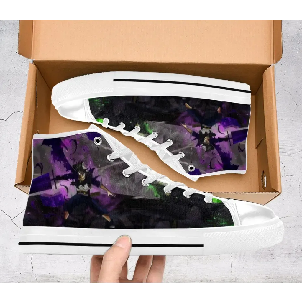 Black Clover Asta Devil Form, Yuno Elf Form Shoes High Top Sneakers for Kids and Adults