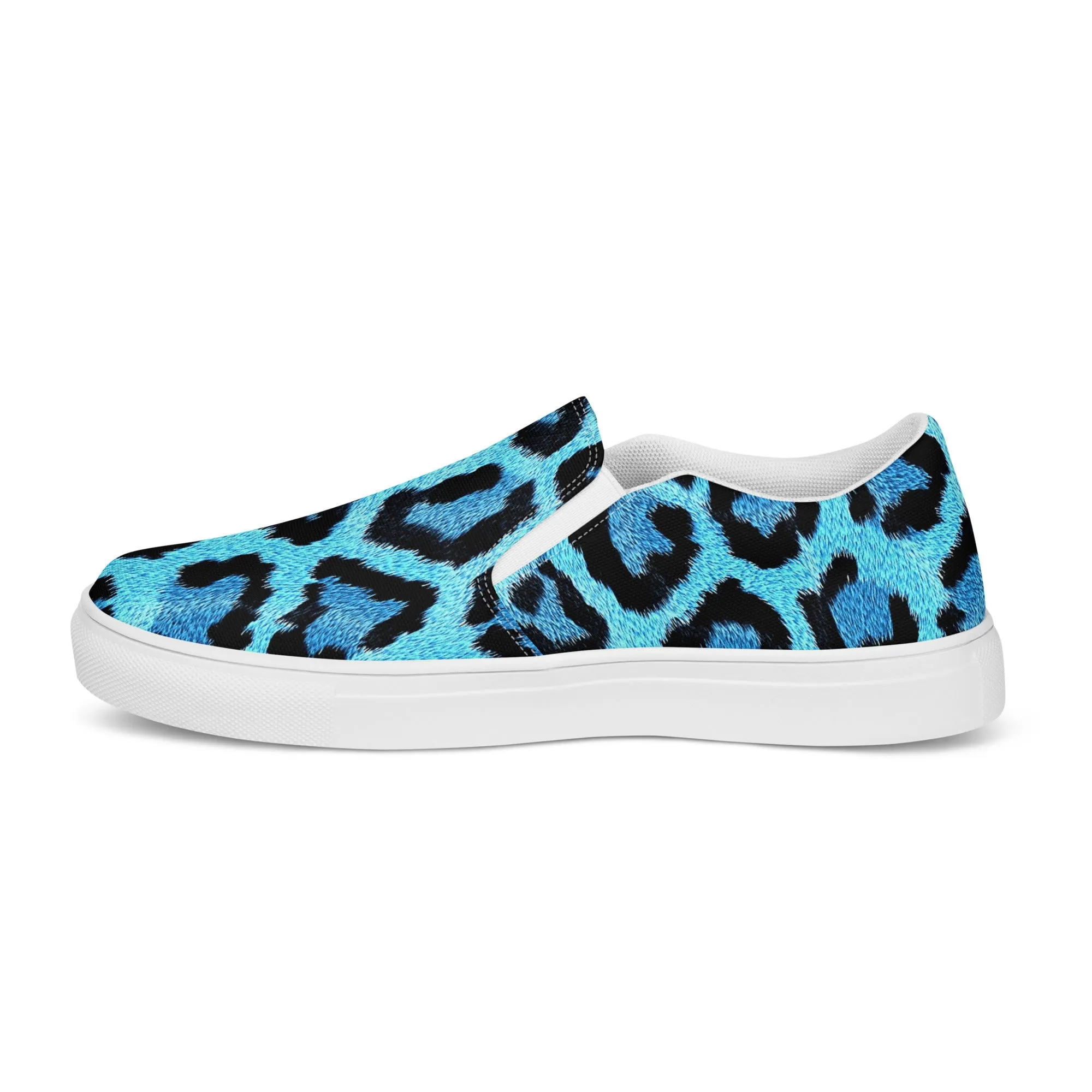 Blue Leopard Print Women’s slip-on canvas shoes