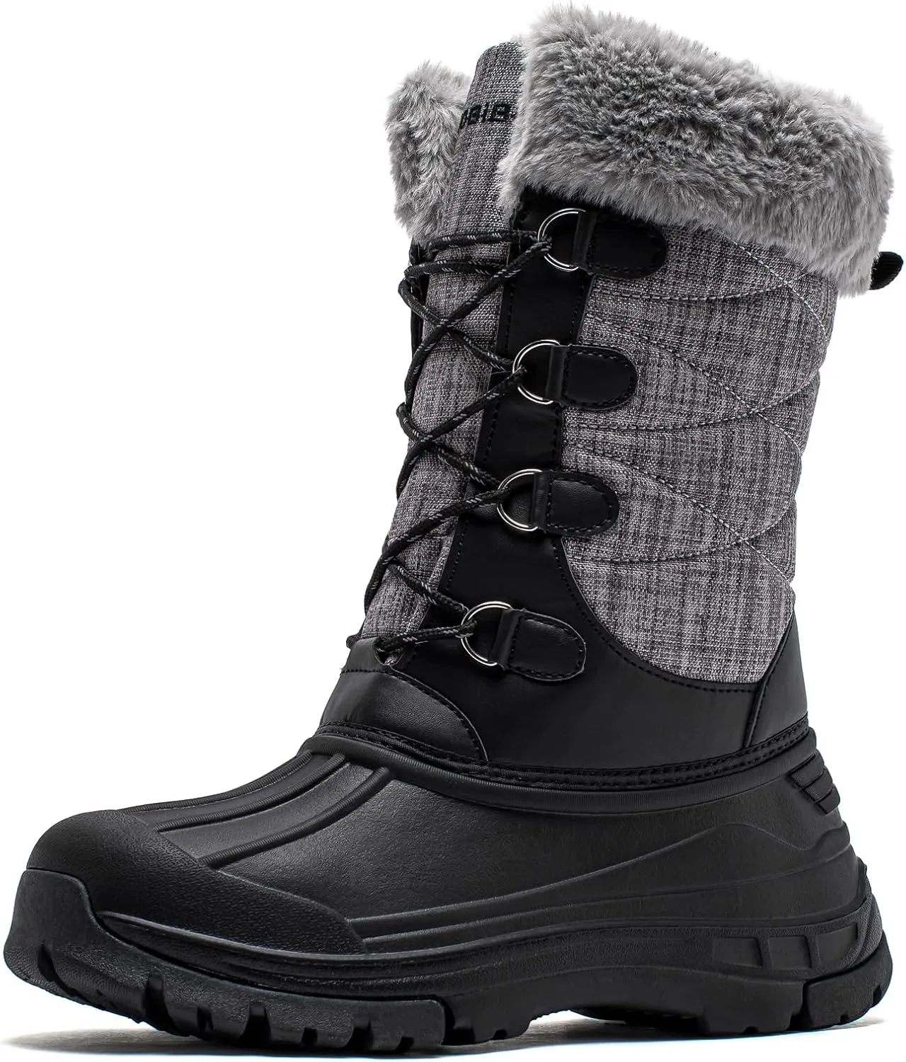 BODATU Girls Snow Boots Outdoor Waterproof Winter Kids Shoes Grey 9023, Little Kid 1.5