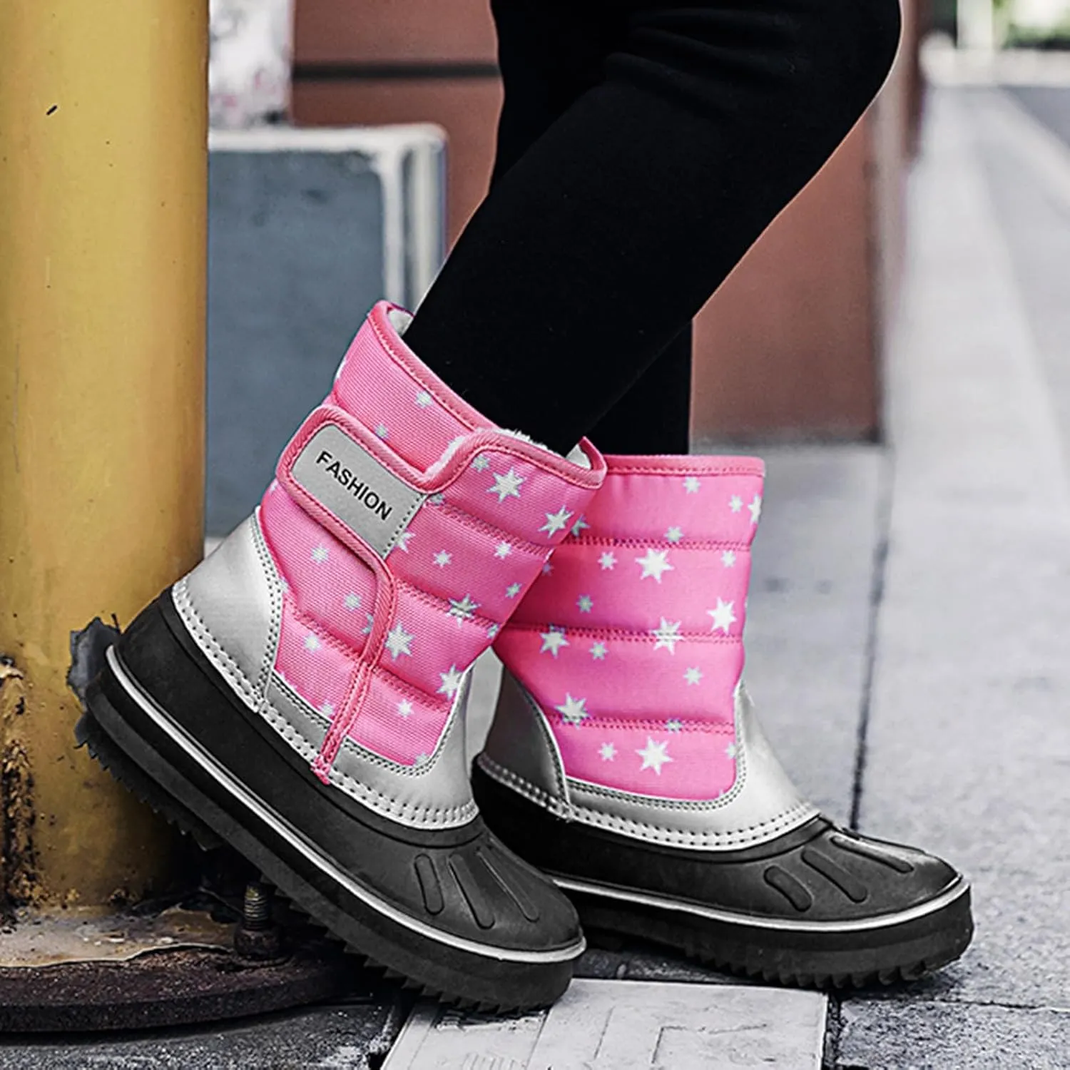 Boys & Girls Snow Boots Insulated Fr Lined Warm Anti-Slip Waterproof Winter Boot Snow Boots Outdoor Kids Shoes