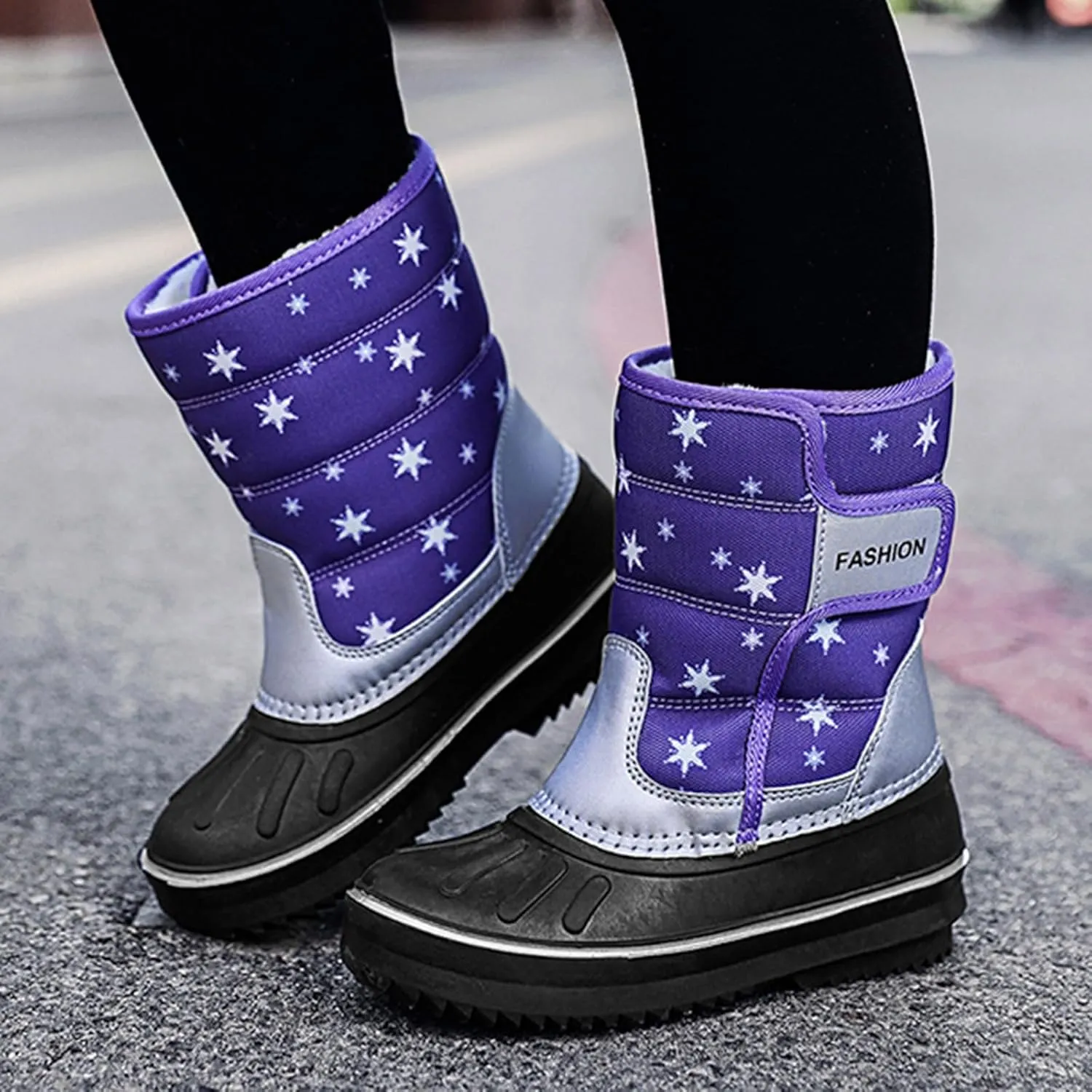 Boys & Girls Snow Boots Insulated Fr Lined Warm Anti-Slip Waterproof Winter Boot Snow Boots Outdoor Kids Shoes