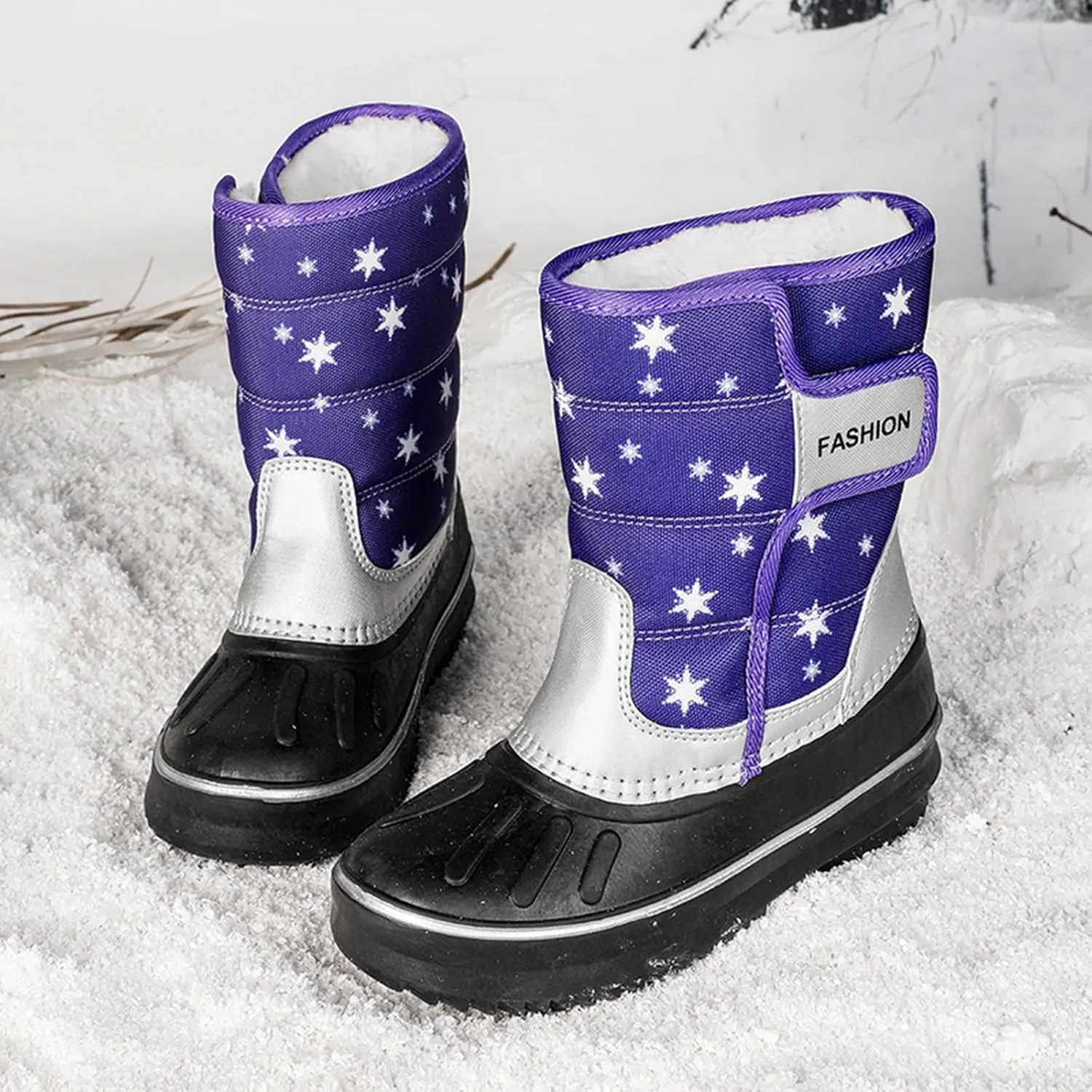 Boys & Girls Snow Boots Insulated Fr Lined Warm Anti-Slip Waterproof Winter Boot Snow Boots Outdoor Kids Shoes