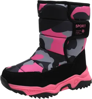 Boys' ?aterproof Winter Snow Boots with Insulation for Cold Weather Girls Camouflage Outdoor Cotton Rain Boots